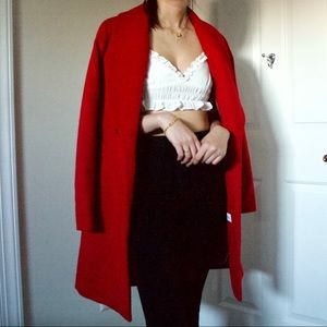 Calvin Klein Wool Coat Crimson Size Small